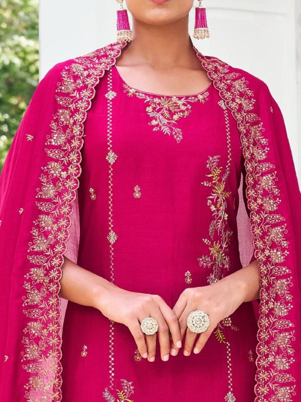 VP 9481 P Women Kurta and Trouser Duppata Set Silk Blend